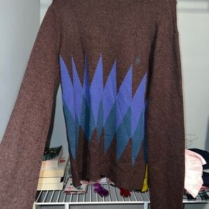 Original Penguin Brown Sweater with Blue and Teal Accents